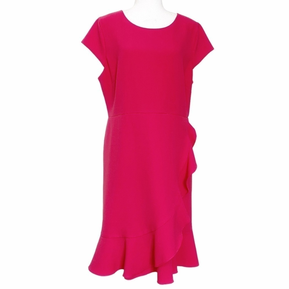 KARL LAGERFELD PINK RUFFLE SHEATH DRESS - 6